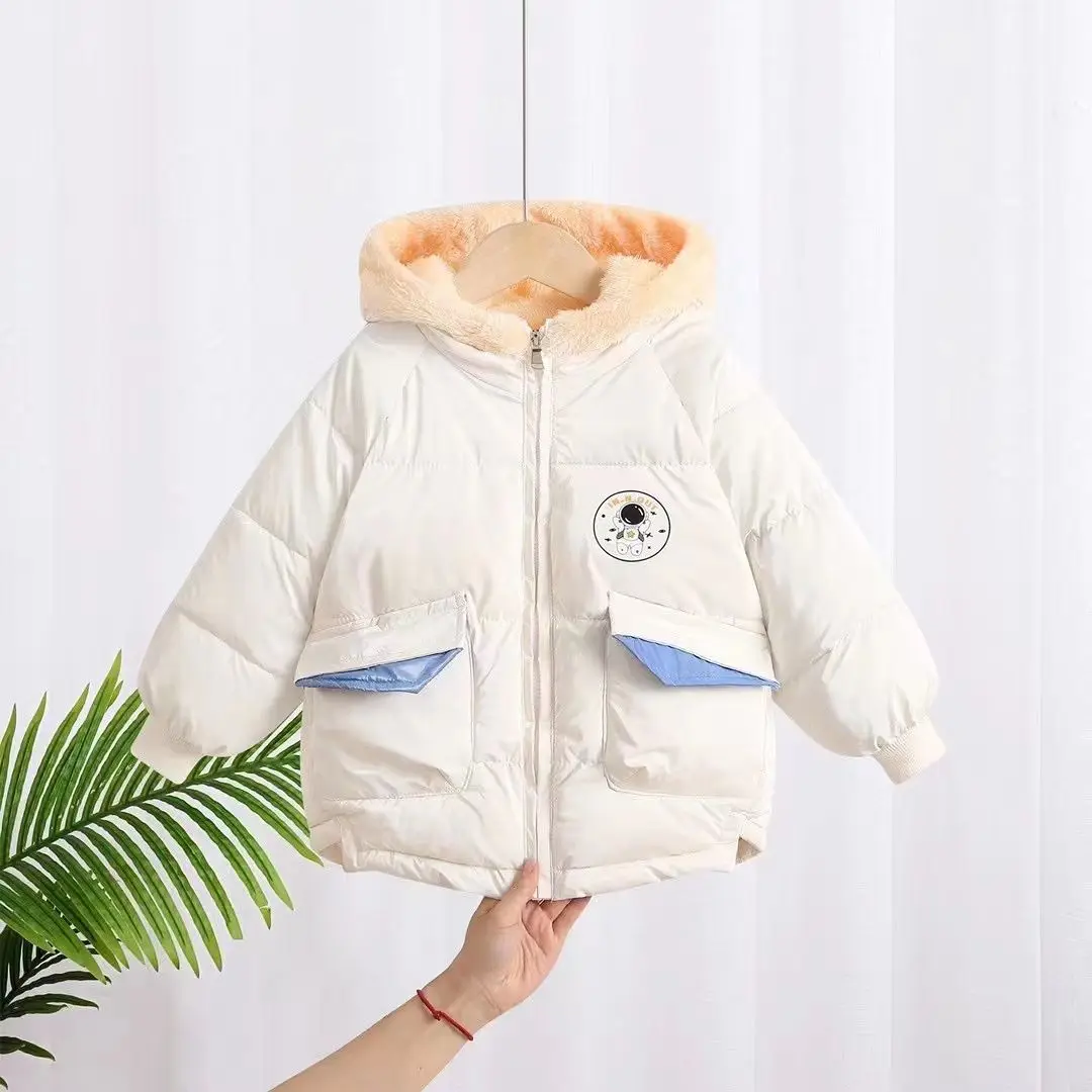 

Зимняя детская пуховая хлопковая одежда свободная стирка плюшевая теплая куртка на молнии с капюшоном для мальчиков и девочек однотонный Повседневный Топ 5-12 лет