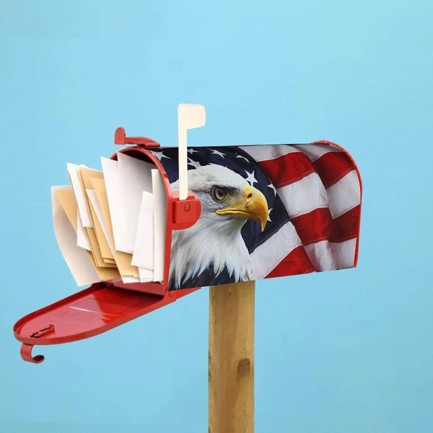 American Flag Welcome Magnetic Mailbox Cover, Mailbox Wrap Decorative for Garden Yard Home