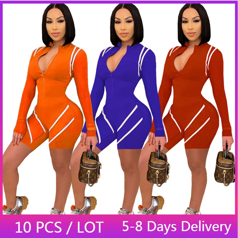 

Wholesale Bulk Items for Women Clothing Bodycon Jumpsuit Sportwear Fitness Overalls Long Sleeve Rompers Womens Jumpsuit Shorts