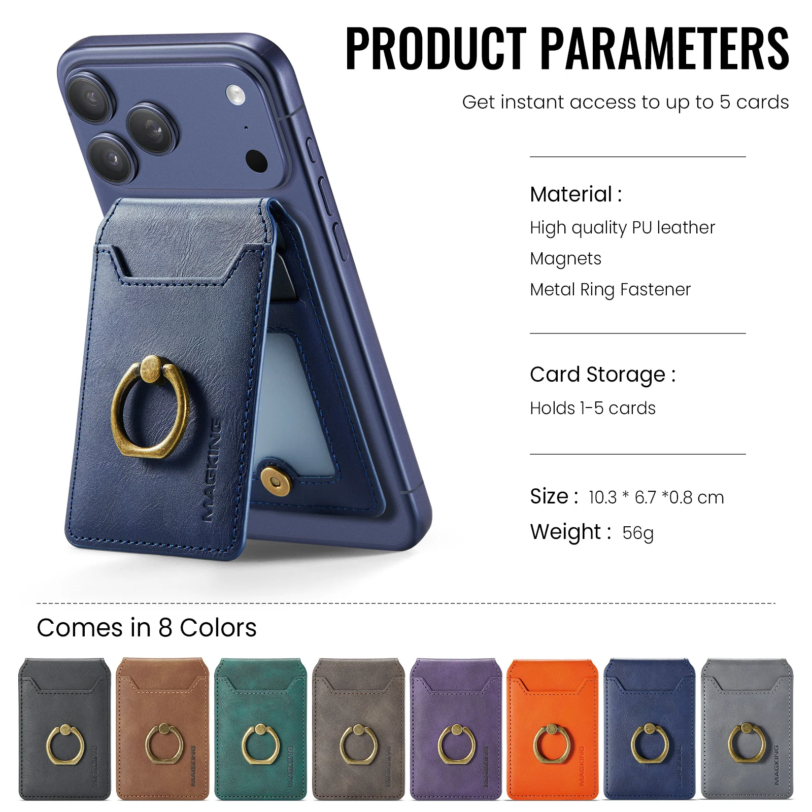 Premium Magnetic Leather Wallet and Card Holder Case with Stand Feature