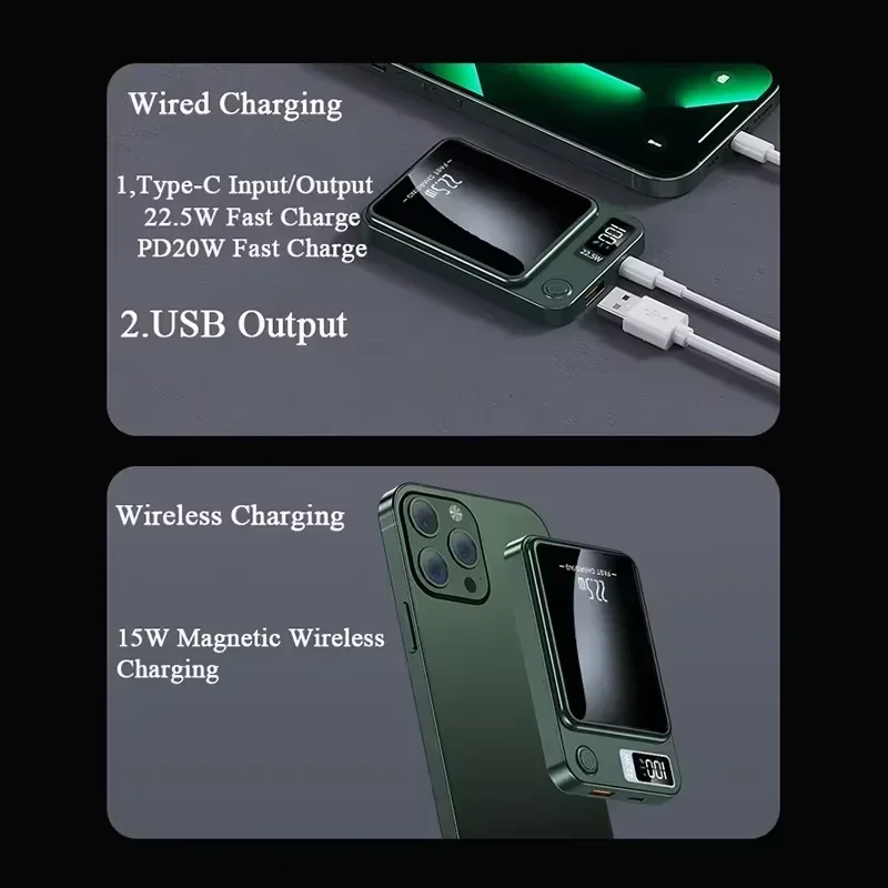 100000mah Capacity Power Bank Magnetic Wireless 22.5w Ultra Super Fast Charging