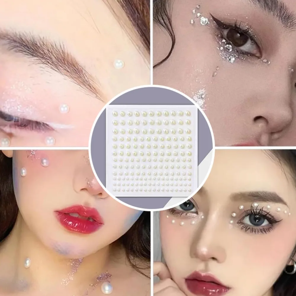 165 piezas Mixtas Perlas para el cabello 3/4/5/6mm Pegatinas autoadhesivas para uñas DIY Perlas autoadhesivas Pegatinas para el rostro Tatuajes temporales_voghion.com