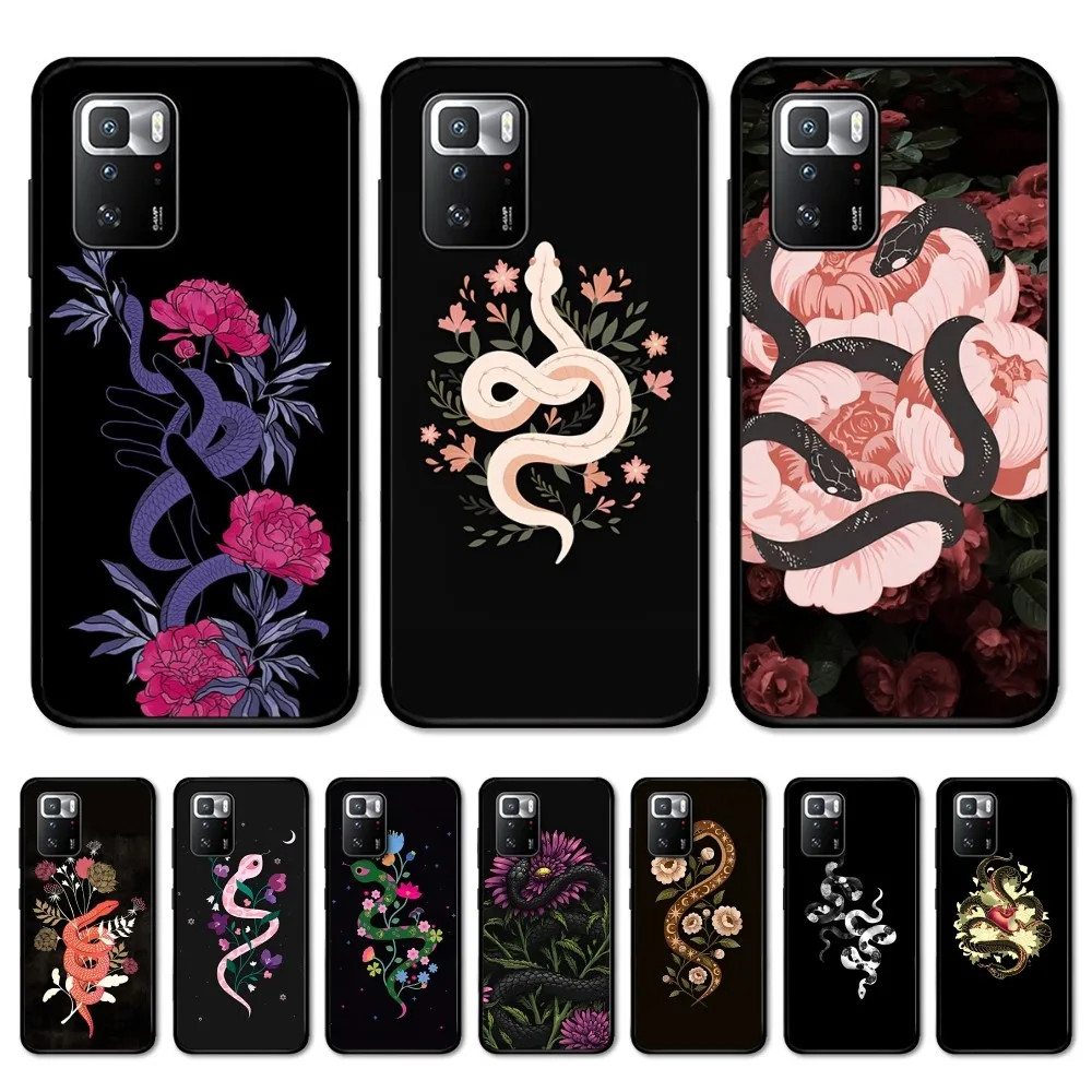 Custodia Per Telefono Flower Snake Art Per Redmi Note 4X5 A 6 7 8 Pro T 9 Pro 9S 10 Pro 11 Pro 11S 11Epro Pocom3Pro