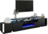 110" Large Fireplace TV Stand Set , Includes 70" 2-Tier Fireplace TV Stand, TV Console with LED Light for Living Room, Black 1