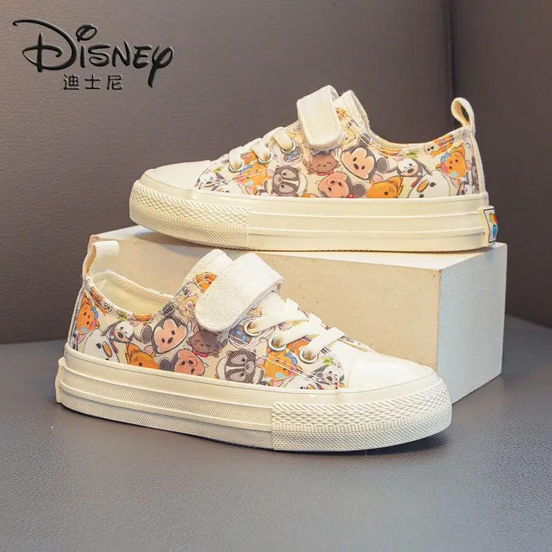 Mickey Mouse Children's Shoes Canvas Shoes 2024 Spring And Autumn New Boys And Girls Cartoon Minnie Casual Joker Board Shoe