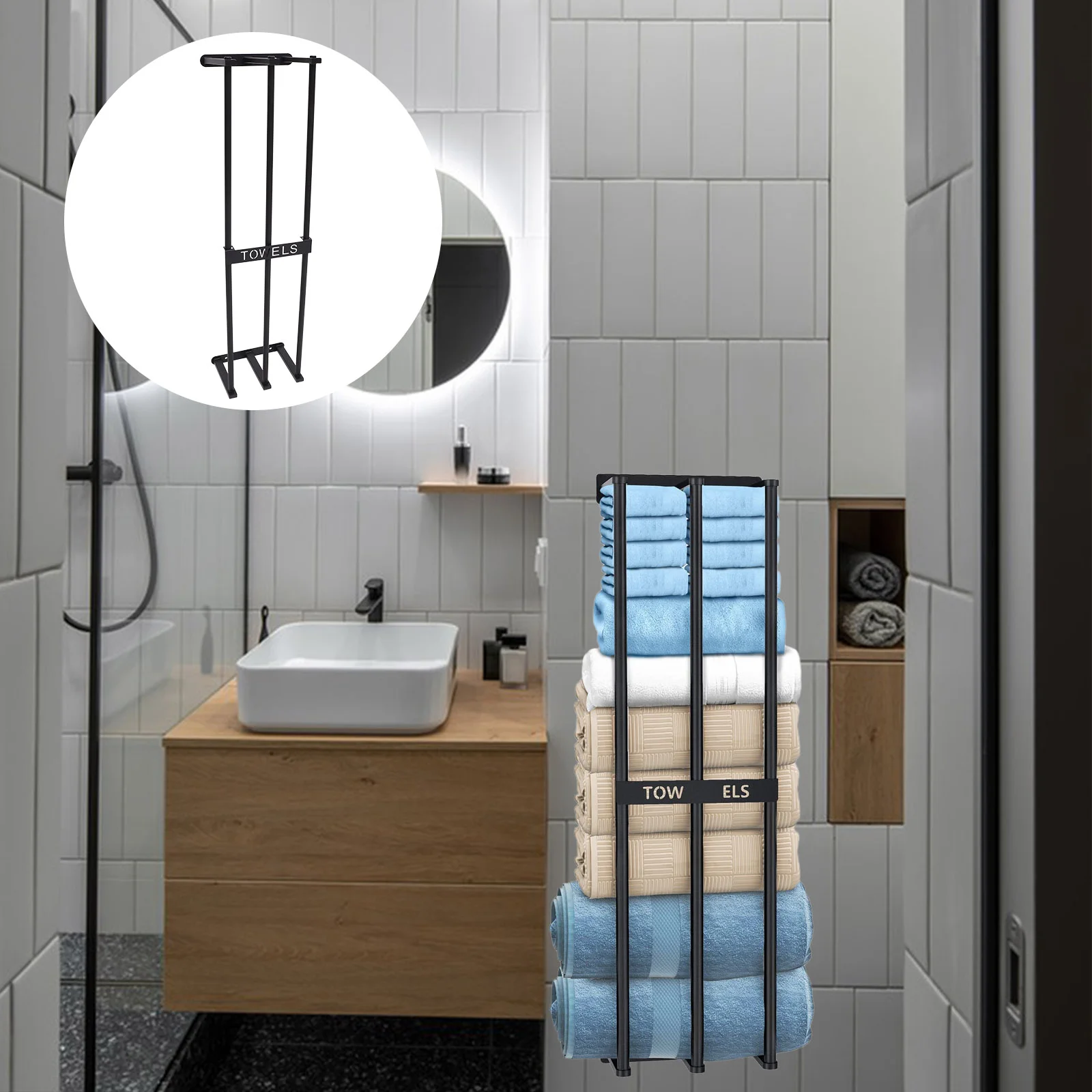 

Towel Rail Bathroom Large Size Organizer Closet Metal Holder Mount Racks Kitchen