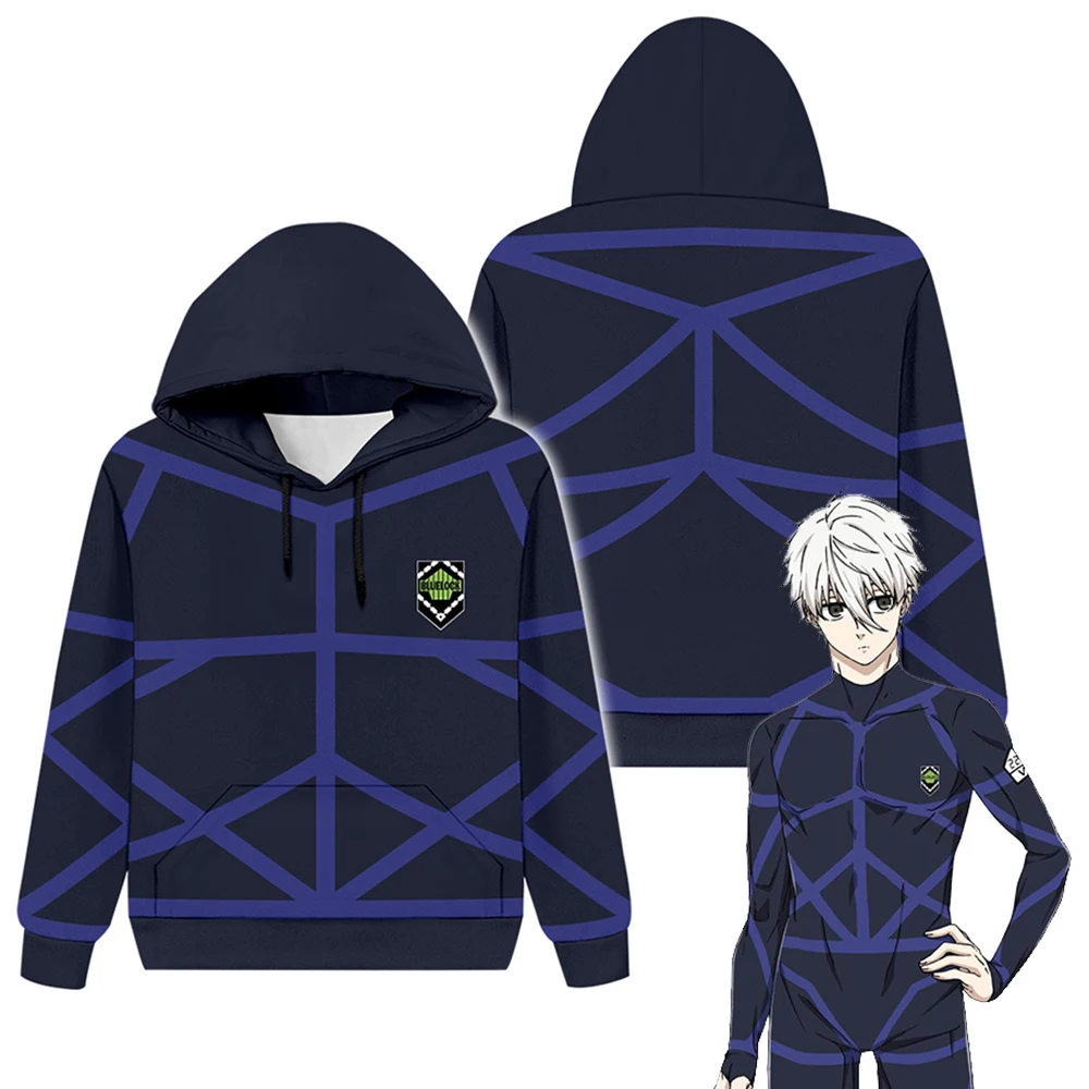 

Yoichi Isagi Cosplay Hoodie Men Costume Anime Blue Lock Roleplay Fantasia Sweatshirt Casual Halloween Carnival Cloth Role Play