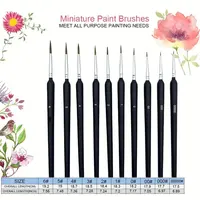 10/11pcs Miniature Paint Brushes, Detail Tip Paint Brushes Set With Ergonomic Handle - Suitable For Acrylic Painting, Oil, Wat 3