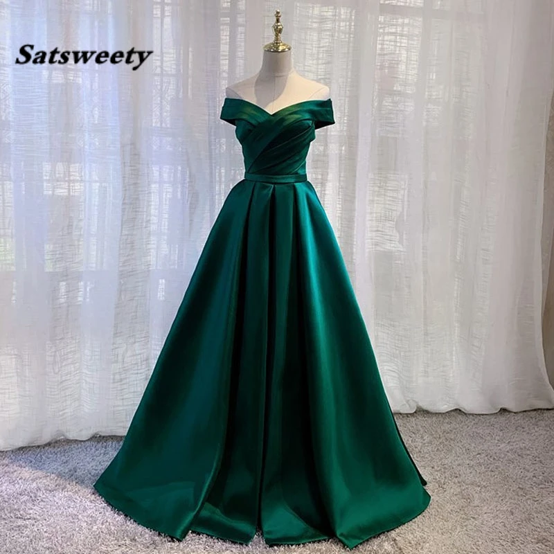 

Sexy Boat Neck Satin Wedding Bridesmaid Maxi Dress Elegant Long Prom Evening Guest Cocktail Party Summer Dresses for Women