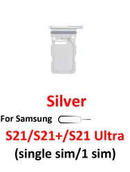 Samsung Galaxy S21 Series SIM Card Tray Holder - Black/Silver (Silver Single SIM)