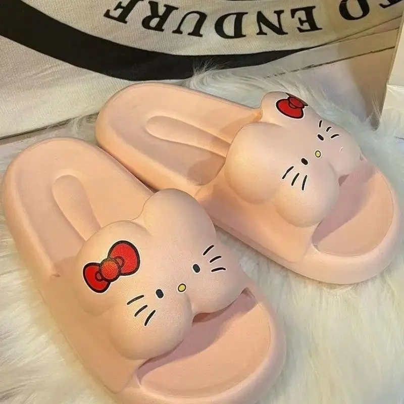

Тапочки Kawaii Sanrio Hellokittys мультфильм милые Креативные летние туфли Нескользящие удобные аниме милый подарок на день рождения