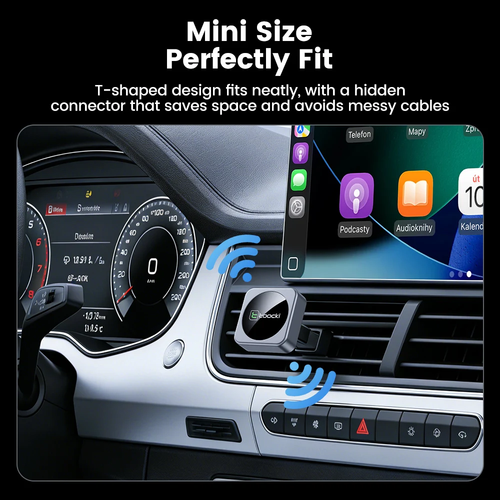 Toocki Wireless CarPlay & Android Auto Adapter with Dual-Band WiFi and Bluetooth Connectivity for Effortless In-Car Integration