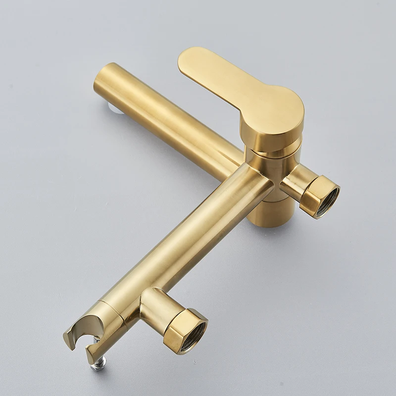 Bathtub Collapsed Faucet Rotation Spout with Handshower 2 Function Wall Mount Cold Hot Water Mixer Bathroom Shower System 5