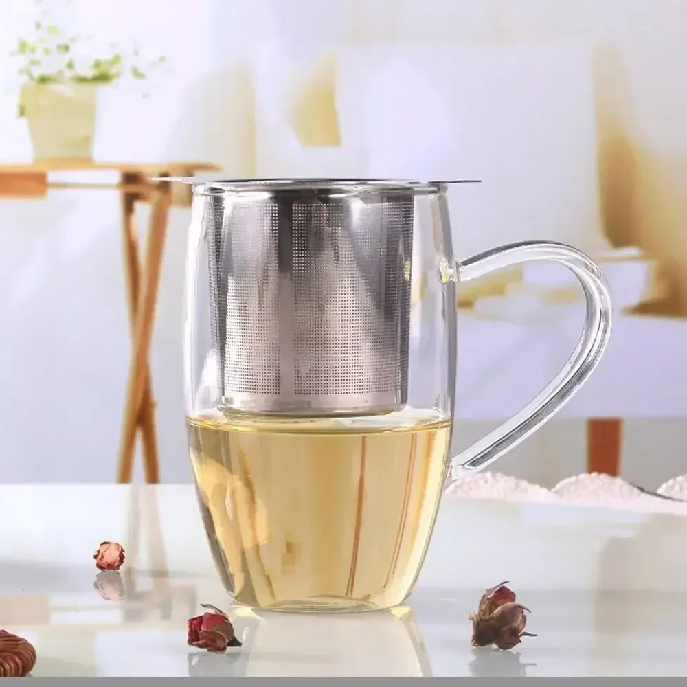 Double Handles Tea Infuser With Lid Stainless Steel Fine Mesh Coffee Filter Teapot Cup Hanging Loose Leaf Tea Leak Strainer tea infuser tea strainer tea filter