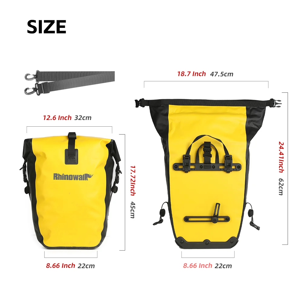 Rhinowalk Sacoche de vélo étanche pour Porte-Bagages, Porte-Bagages, Poches latérales, Sac de