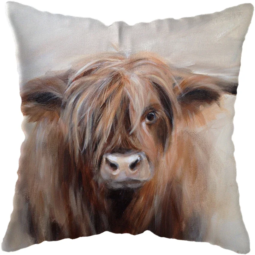 

Scottish Highland Animal Print Pillowcase Home Decoration Cushion Cover Sofa Decoration Pillowcase