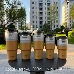 Tyeso Stainless Steel Insulated Travel Mug and Thermos - 600ML (Yellow-1pcs)