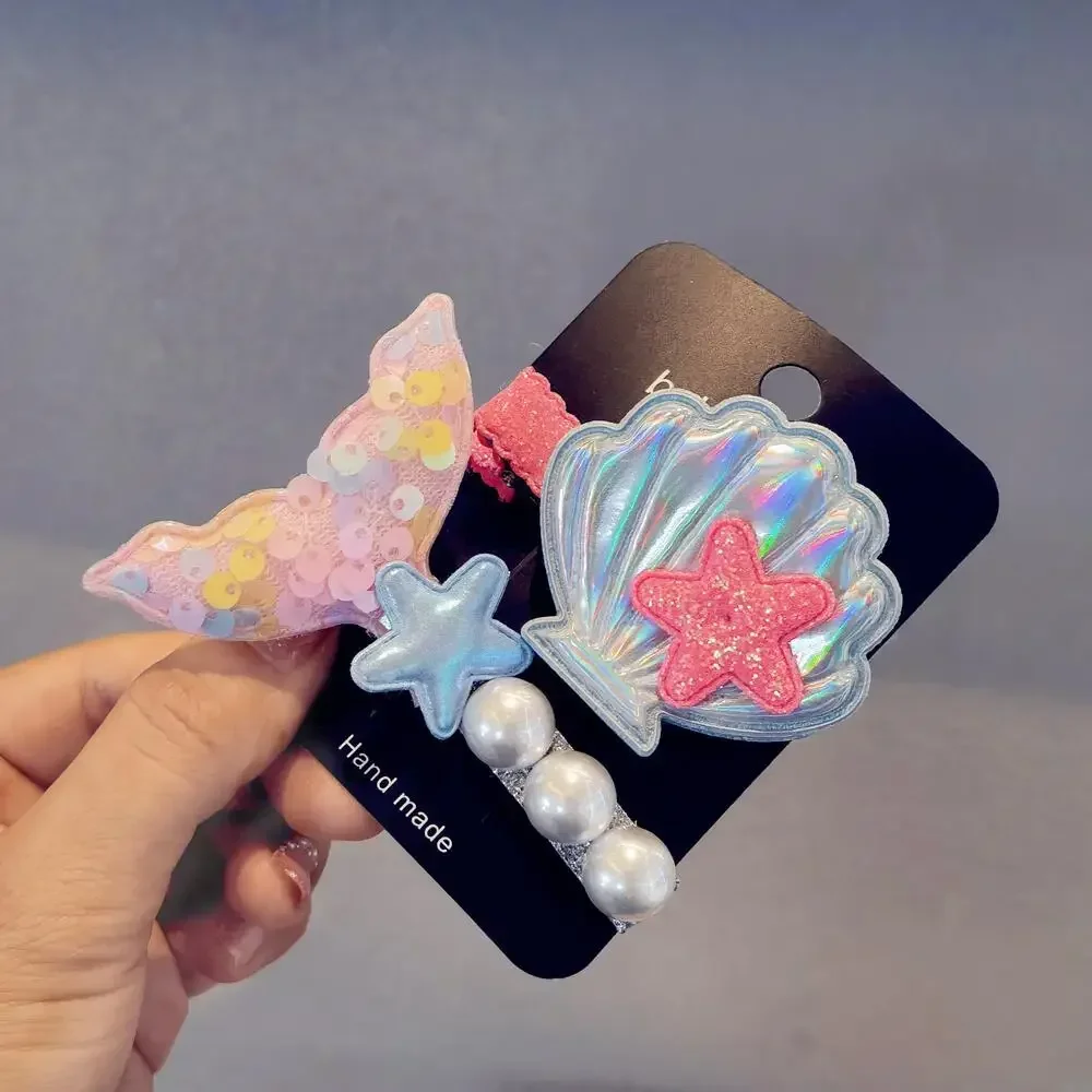 Disney Princess Hairdress Mermaid Pearl Shell Star Hairpin Edge Clip Hair Clip