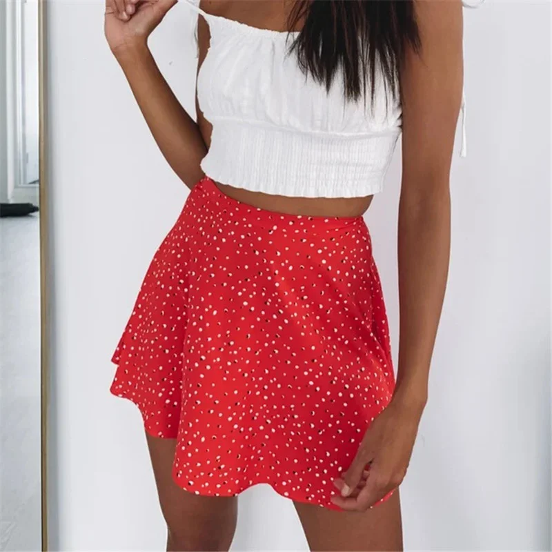 Summer Women Skirt Harajuku New 2023 New Ladies Floral Zipper Printed Chiffon Tall Waist Umbrella Skirt Women Sweet Elegant