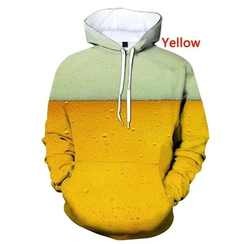 Sudadera con capucha con estampado 3D de cerveza para hombre, sudaderas casuales de moda, sudaderas con capucha holgadas de gran tamaño con estampado completo