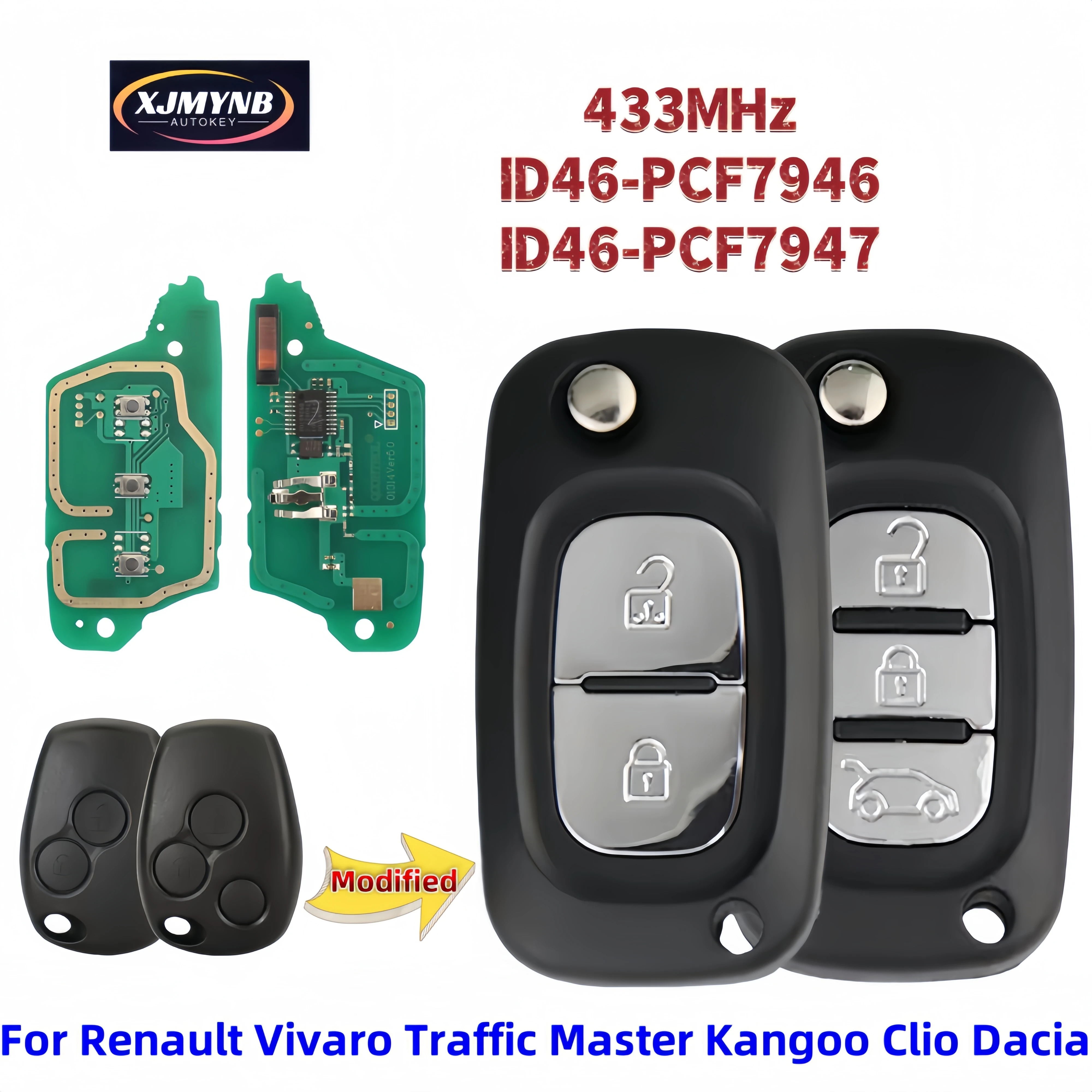ANGIOFIZ Chiave Elettronica ID46 Vergine Per Renault Kangoo Master Trafic 2 | Telecomando 433 MHz PCF7946 Compatibile Opel Vivaro Movano Vauxhall NE73 Lama NE73 - 5