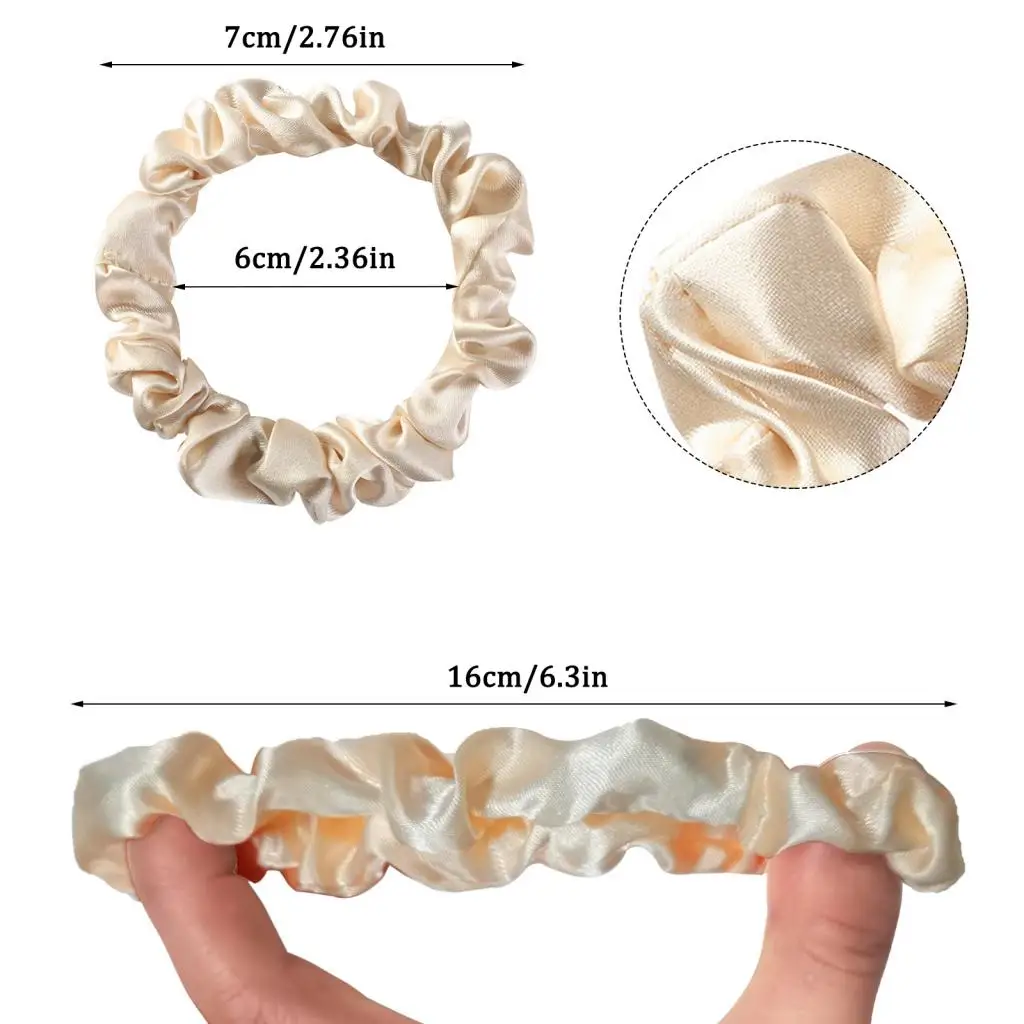 Elegant Silk Satin Hair Scrunchies Set - Smooth, Solid Color Ponytail Holders