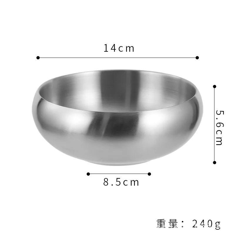 Korean Stainless Steel Rice Bowl Barbecue Shop Commercial Double-layer Insulated Soup Bowl Double-layer Set