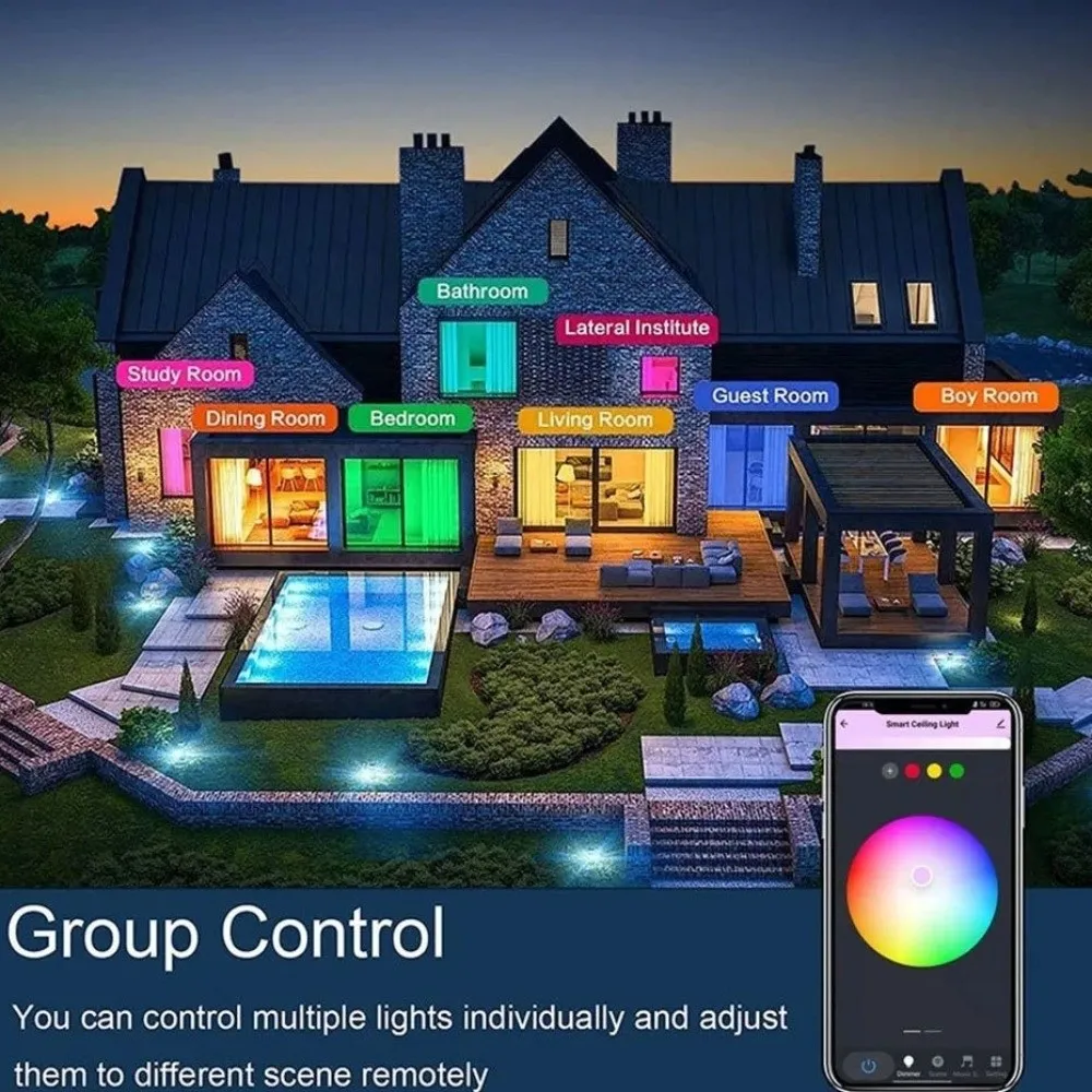 24W 파워 투야 스마트 와이파이 천장등 220V 전압 RGB 색상변환 RGB 원형 무드등 플러시 마운트 30cm 직경