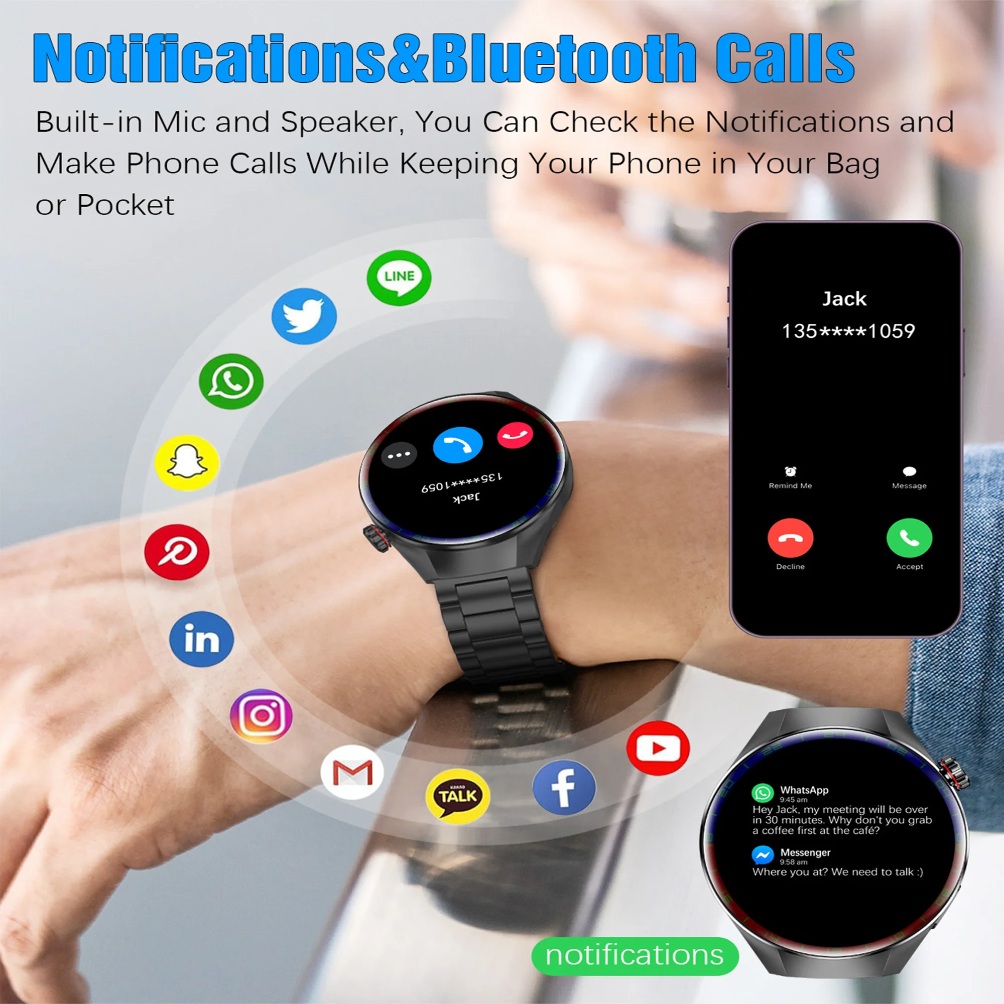 2025 nieuwe heren GPS Outdoor Fitness Smart Horloge 1.75-inch AMOLED Scherm Hartslagmeter Bluetooth Oproep IP68 Waterdicht - Afbeelding 3