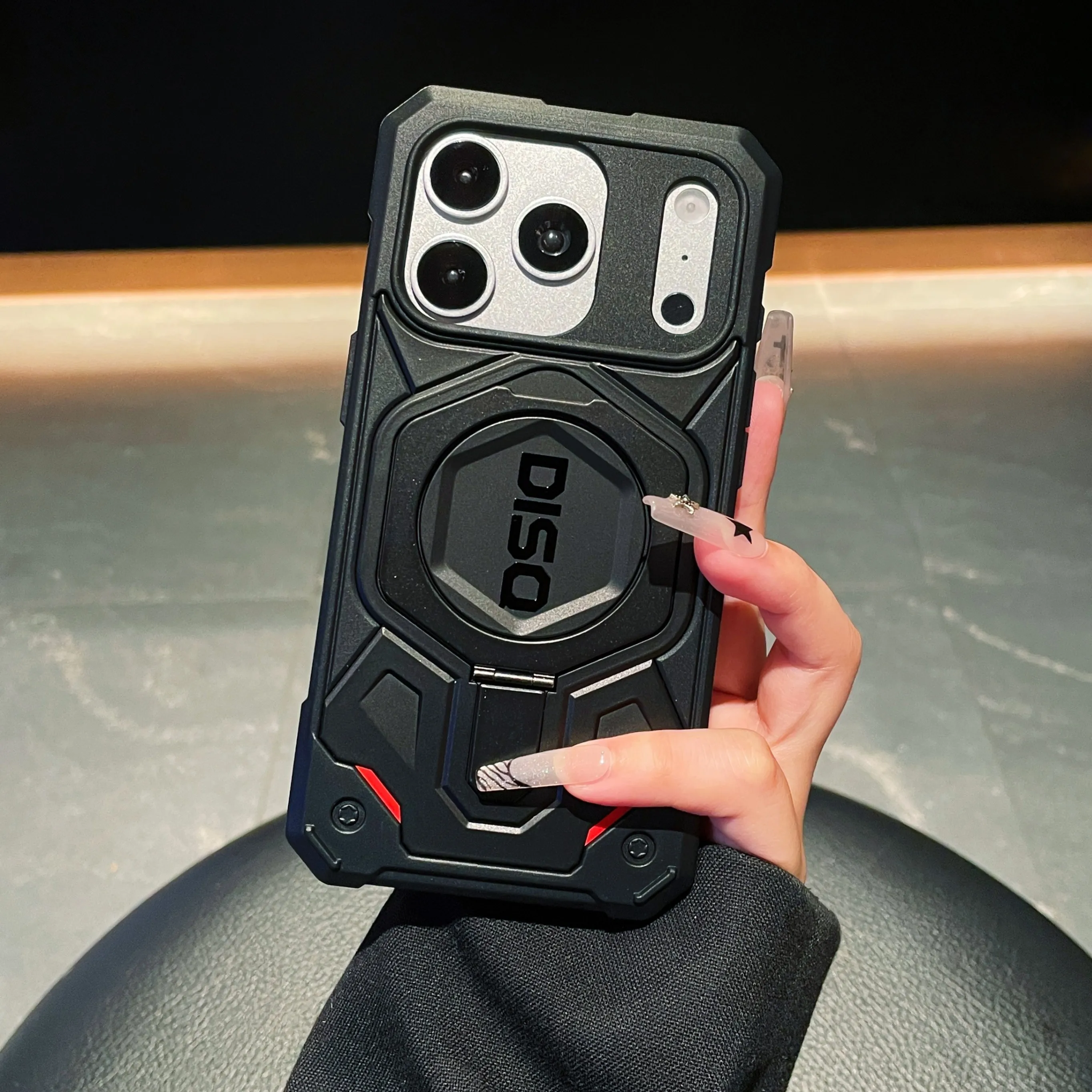 Tech-Style Magnetic Shockproof Armor Case with Stand - Air Wireless Charging Compatible