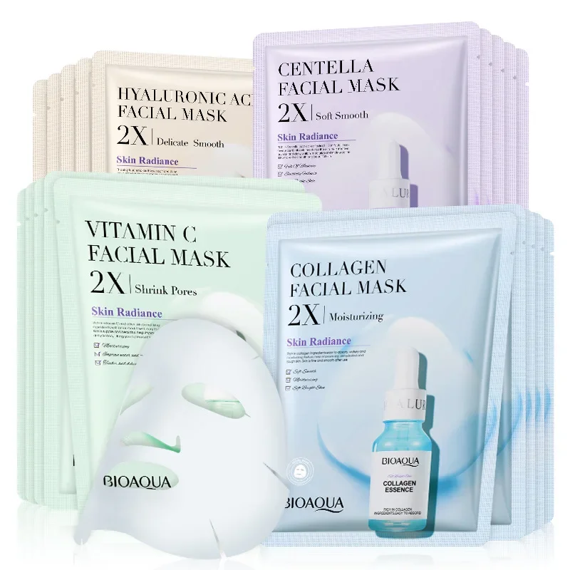 10pcs Centella Collagen Face Mask Moisturizing Refreshing Sheet Masks Hyaluronic Acid Facial Anti-Wrinkle  Anti-aging Mask