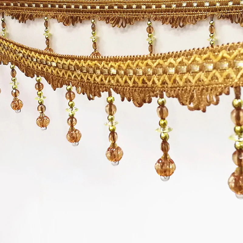 11 Meters Curtain Tassel Fringe Trim pumpkin Crystal Beaded Ribbon Lace Decoration For Sewing Curtain Accessorie Diy Upholstery