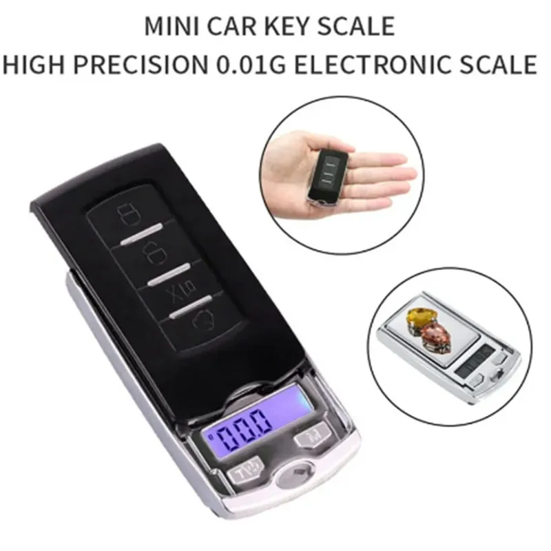 Digital Pocket Electronic Gram Scale 1Pcs 200g/100g 0.01g Precision Portable Car Key Shape with LCD Display