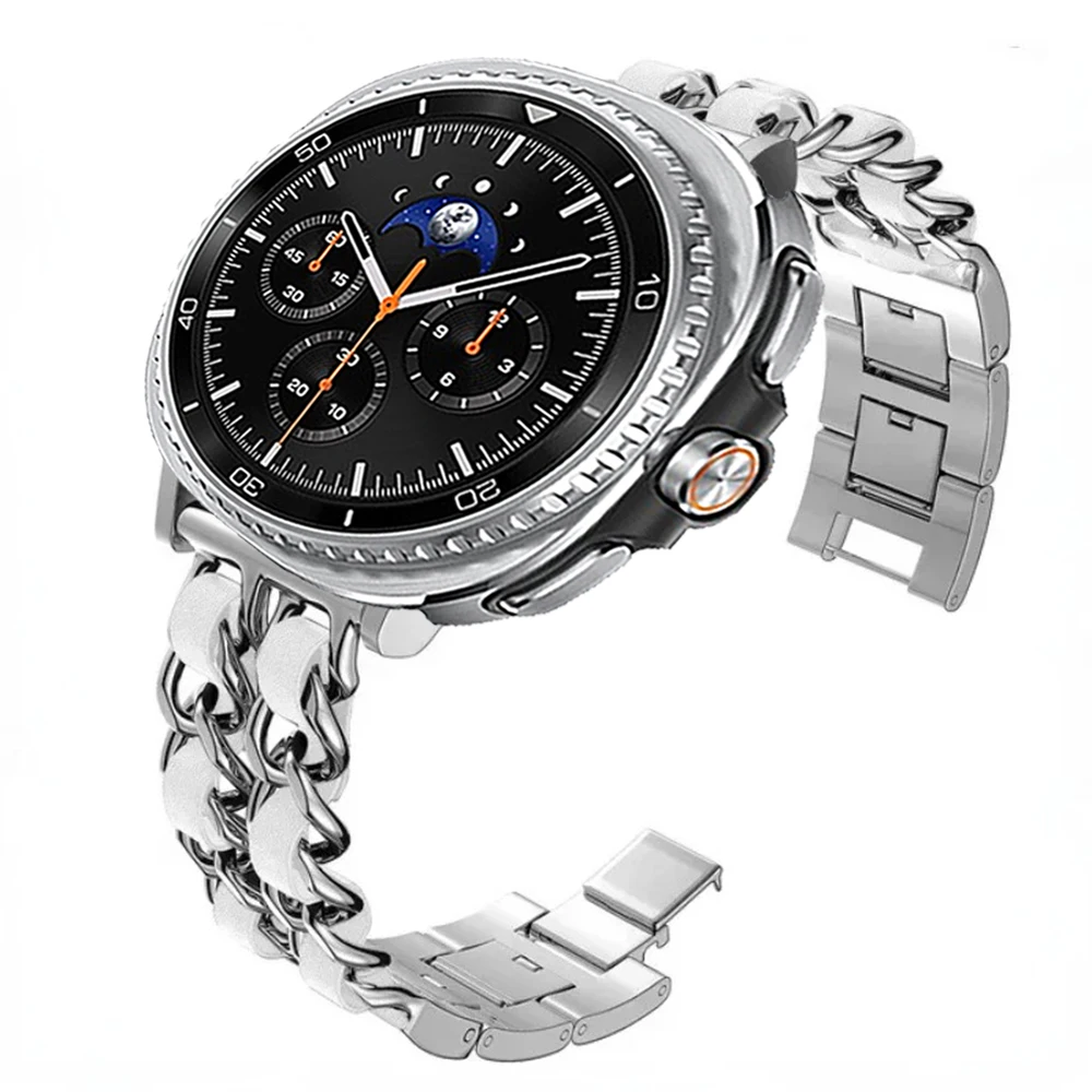Stylish Metal & Leather Strap Fashion Wristband