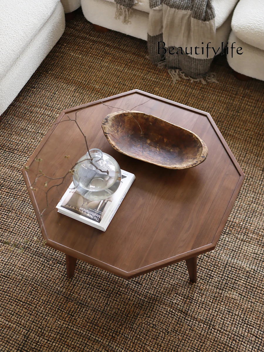 

Nordic Retro North American Black Walnut Octagonal Coffee Table Living Room Design Combination Side Table