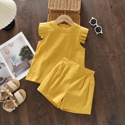 Bear Leader Girls' Summer Clothing Set - Short Sleeve T - Shirt & Pants 2 - Piece Outfit - 7T (AZ839 yellow)