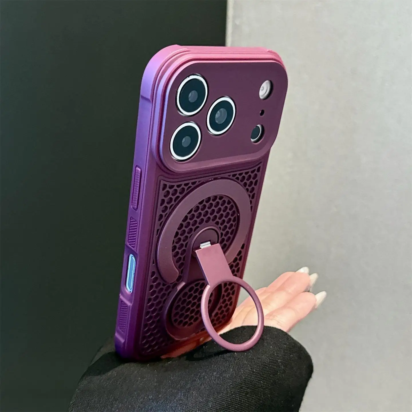 Enhanced Cooling 360° Magnetic Phone Case with Breathable Heat Dissipation and Bracket Design