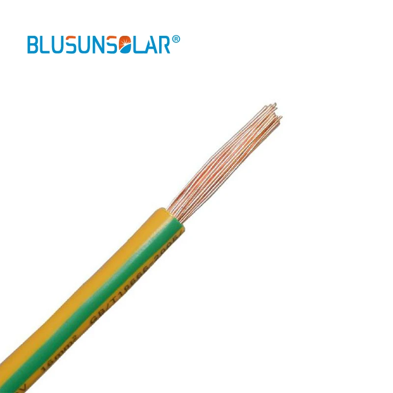 10Pcs/lot BVR Solar Photovoltaic Ground Wire with Terminal 4mm/6mm Earth Wire Hole 5mm Yellow-Green Flexible Copper Earth Cable solar cable