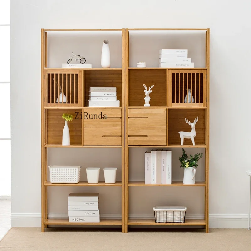 Simple bookcase bookshelf multi-layer solid wood shelf floor combination creative children's small living room shelf