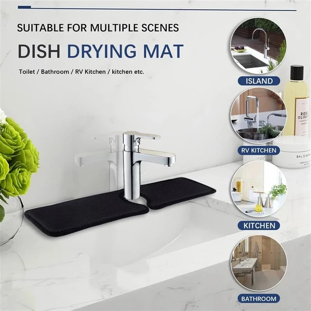 Water Absorption Kitchen Sink Mat Bathroom Faucet Splash Catcher