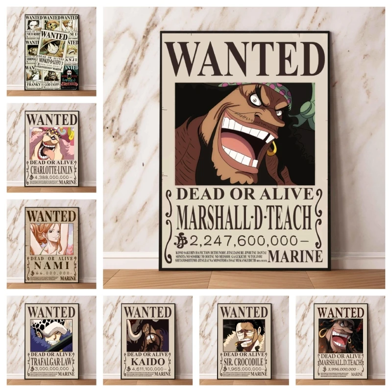 

Anime Posters One Piece Bounty Wanted crocodile Modern Living Room Picture Decorative Gift Art Children Gifts Comics Pictures