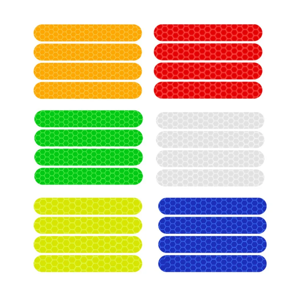 4Pcs/Set Reflective Motorcycle Helmet Stickers Reflector Tape Strips Safety Warning