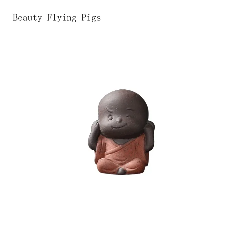 Small Purple Sand Monk Tea Petting Fish Tank Tea Playing Teapet Ceremony Decoration feng shui  People  buddha statue