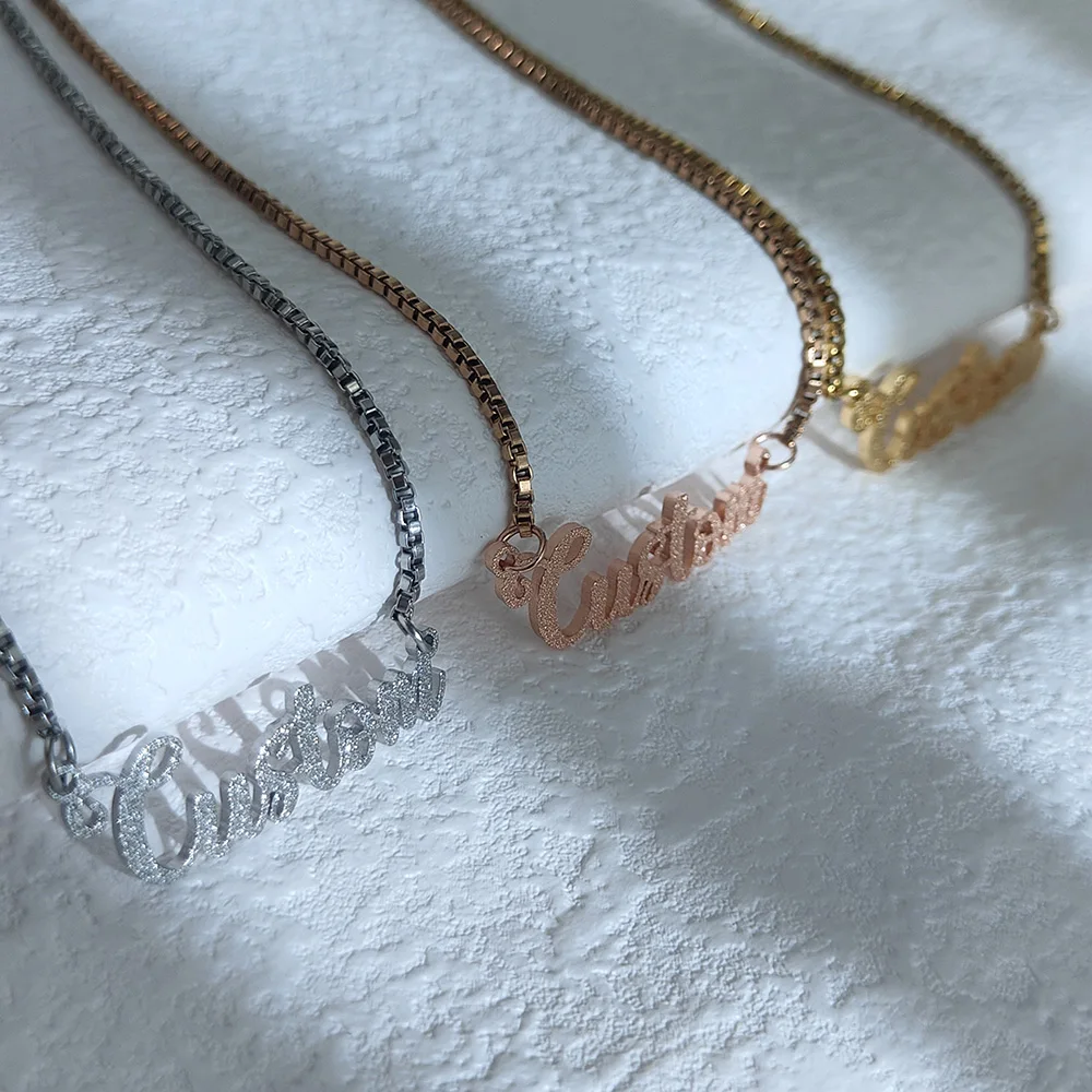 

Stainless Steel Custom Name Necklaces Cute Letter Choker Necklaces For Women Collier Personnalisé Prénom Envio Gratis