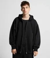 600GSM 95% Cotton Solid Retro Oversize Hoodie Unisex Winter Warm Zipper Up Open-Up Hoodies Vintage Classic Streetwear Loose Coat 1