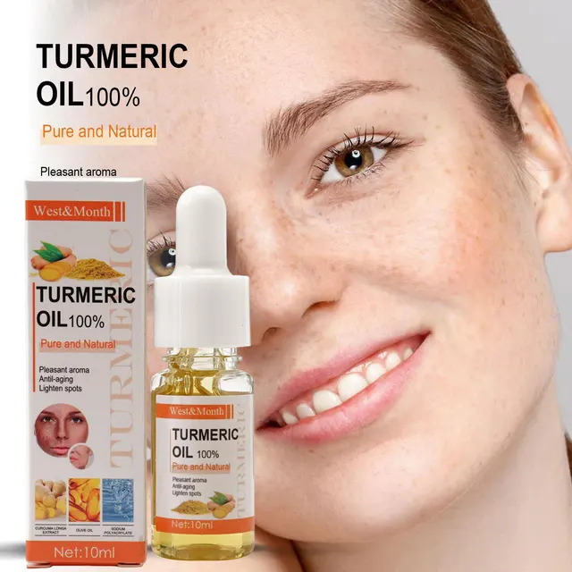 Huile de citron au curcuma, nourrissante, hydratante, sérum thérapeutique pour le visage, rétrécit les Pores, correcteur de taches foncées, soins du visage, 10ml 1