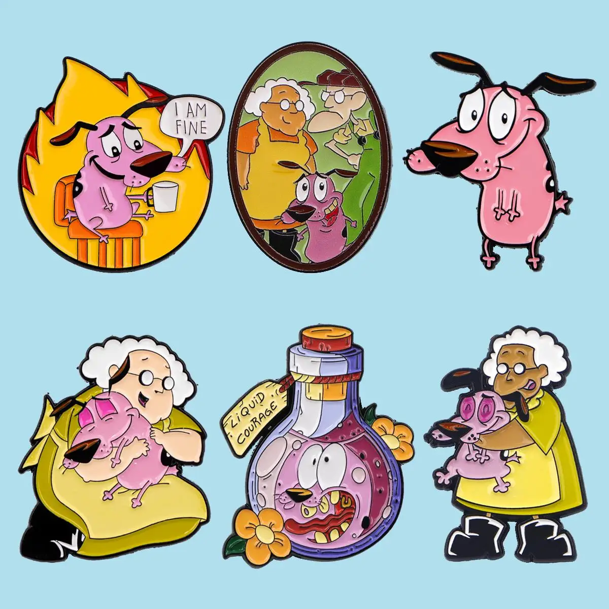 Mix 6 teile/satz Jocular Rosa Hund Emaille Pin Broschen für Anstecknadeln Abzeichen auf Rucksack Kleidung Zubehör Mode Schmuck Geschenke