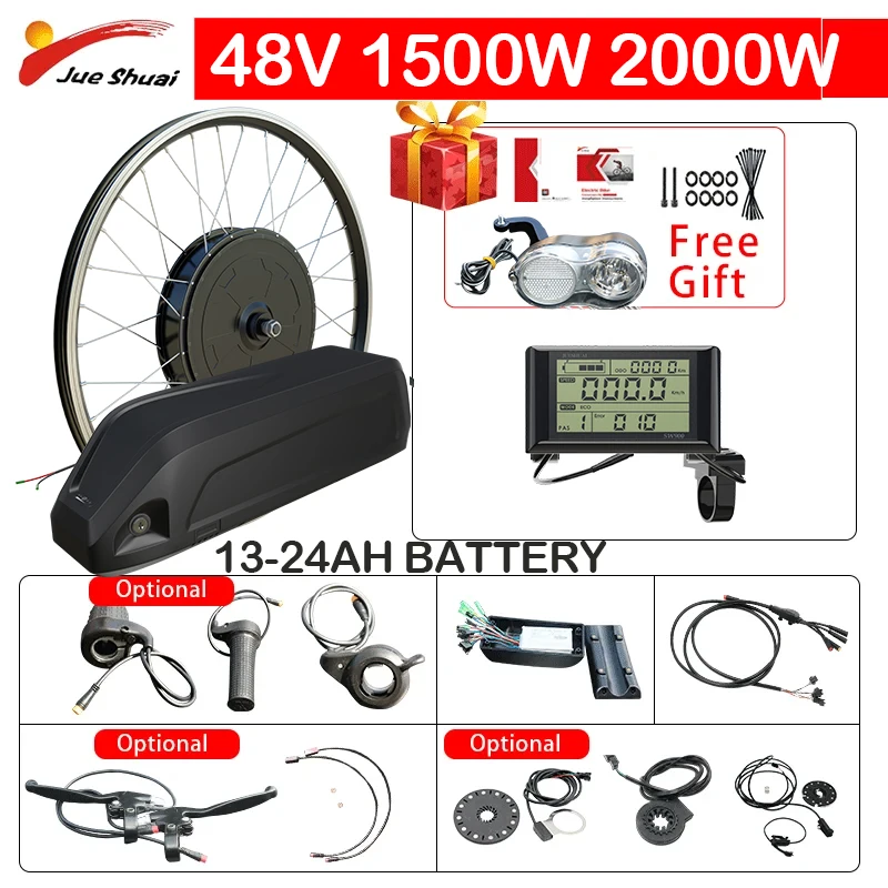 Description Picture 5 of item48V 1500W 2000W Electric Bike Conversion Kit Set Aluminum Alloy High Speed Brushless Rear Motor 13/15/20/14AH Lithium Battery