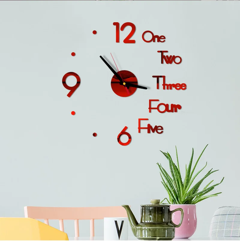 3D Digital Wall Clock Frameless Wall Clocks Wall Stickers For Home Living Room Decor Quartz Needle Self Adhesive Hanging Watch