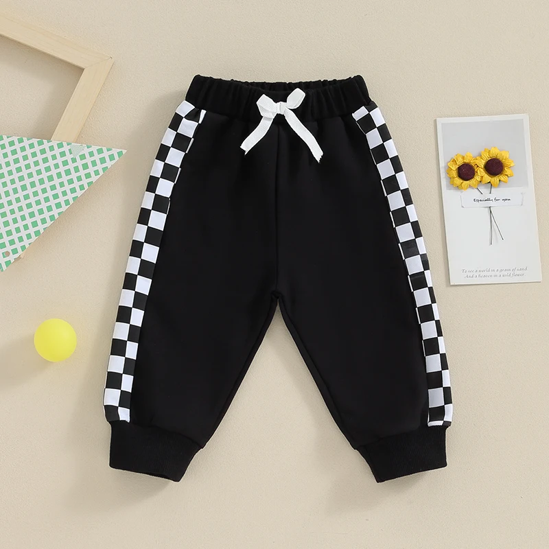 

Toddler Baby Boy Sweatpants Checkerboard Patchwork Elastic Jogger Pants Casual Trousers for Newborn Infant